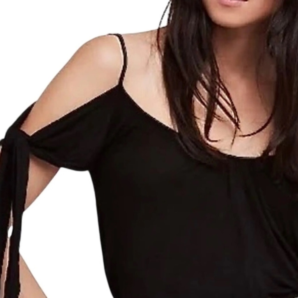 Bailey 44 Spaghetti Strap Tank Top open sleeves Shoulder Ties Black Size Medium